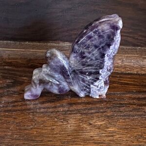 Amethyst Butterfly Carving - Purple Crystal Home Art